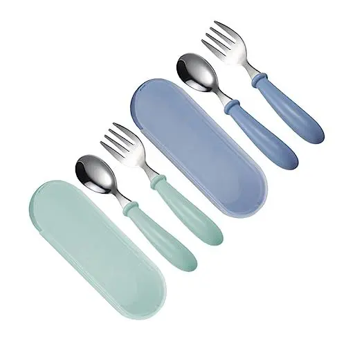 Produktbild: Abaodam 6 Sätze Cartoon- -Löffel-Besteck kindergeschirrsets kinderbesteck Kinderutensilien Silikonarmbänder für Kinder Cartoon-Geschirr-Kit Kinderlöffel runder Griff Löffel