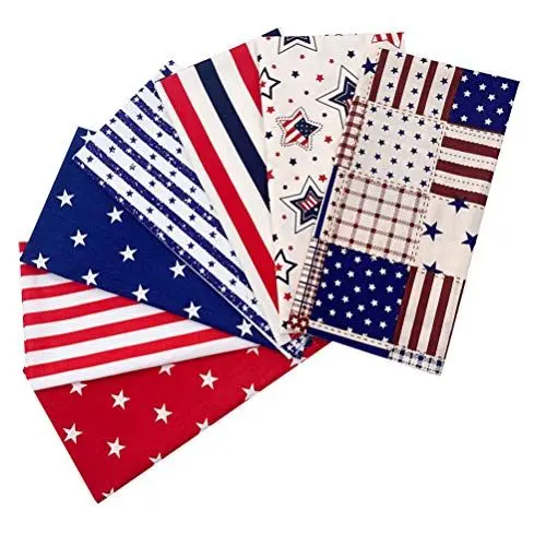 Produktbild: Abaodam 7st Handgefertigter DIY-Stoff Baumwollstoff Als Meterware Patriotischer Steppstoff Stoffreste Material Fat Quarters Stoffbündel Usa Flagge Fett Vereinigte Staaten Kasten Baumwolle