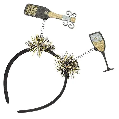 Produktbild: Abaodam Festliche Kostüm-Requisiten Und Kopfbedeckungen Party-stirnbänder Nye Stirnbänder Silvester-diademe Antennenbopper Neujahrs-Tiara Lametta Stirnband Weinglas Bilden Stoff Damen