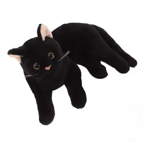 Produktbild: Abaodam Katze Plüschtier Lebensechtes Katzenspielzeug Realistischer Katzenplüsch Gefülltes Schwarzes Katzenspielzeug Halloween-plüschtiere Realistisches Katzenstofftier Kuscheltier Black
