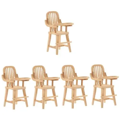 Produktbild: Abaodam Kinderspielzeug 5st Puppenhaus-esstisch Wohnaccessoires Für Zu Hause Miniatur-hochstuhlspielzeug Stuhl Für Esstisch Miniatur-stuhlspielzeug Hölzern Holzstuhl Schreibtisch