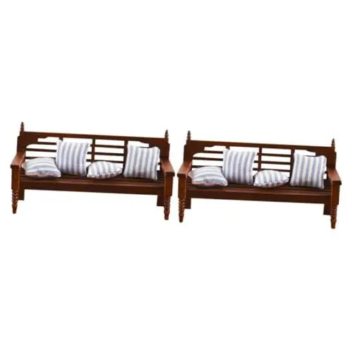 Produktbild: Abaodam Kissen 2 Sätze Dollhouse Pillow Mehrpersonenstuhlmodell Hochstuhlmodell Puppenstubenstuhl Miniatur handgefertigte Wurfkissen Puppenhaus aus Holz Miniaturmöbel Mini-Möbel