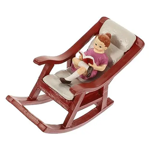 Produktbild: Abaodam Kunsthandwerk Dekor Kunsthandwerk Harz Puppenhausmöbel Miniatur-Schaukelstuhl Für Puppen Miniatur-Sessel Verzierung Mini- -Schaukelstuhl DIY Mini-Schaukelstuhl