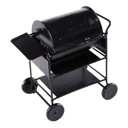 Produktbild: Abaodam Puppenhaus Grillwagen Mini-Grill Miniatur-grillständer Miniatur-grillwagen Puppenhausdekorationen Feengarten-grillofen Mini-küchendekoration Miniaturen Draussen Ornamente Legierung