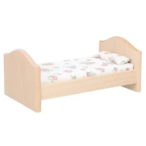 Produktbild: Abaodam Puppenhaus Kinderbett Puppenhausmöbel Holz Puppenhaus-miniaturmöbel Puppenbett Mit Bettwäsche Kissen Miniaturbett Holz Puppenhaus Dekoration Bettmodell Holz Kinderzimmer Baumwolle