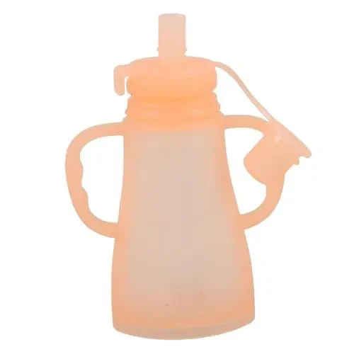 Produktbild: Abaodam Silikon-babynahrungsbeutel, Wiederverwendbar, Nachfüllbar, Für Babys, Ohne Quetschbeutel, Halter Für Babynahrung, Babypüree, Joghurt, Orange