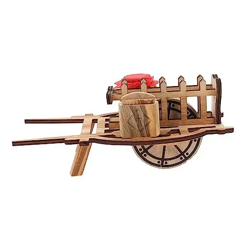 Produktbild: Abaodam Simuliertes Einrad Wagen Pflanzenhalter Pflanzer Decoraciones para Sala De Casa 3D Mechanische Holzmodelle Wagenwagen-Statue Pflanzwagen Aus Holz Kind Hölzern Schubkarre Halterung
