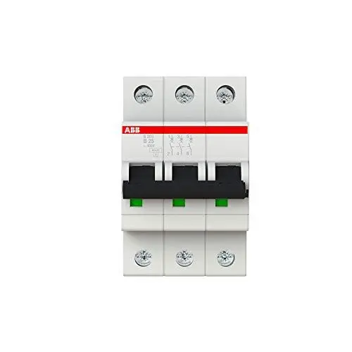 Produktbild: ABB S203-B25 MCB Leitungsschutzschalter Typ B, 3P 25A 400V 6 kA System Pro M Compact 2CDS253001R0255