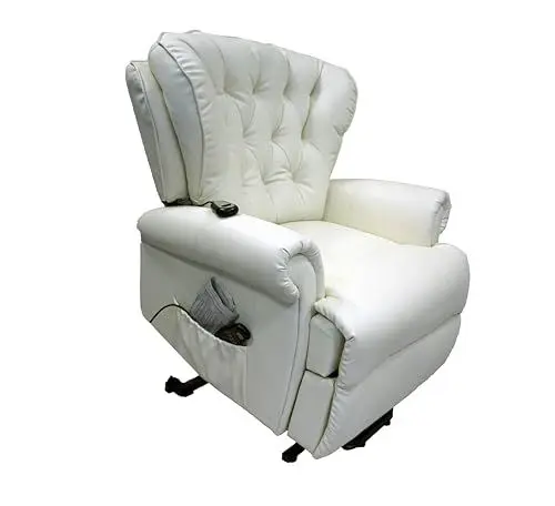 Produktbild: ABC Home Living ♔ Sessel ♔ Massagesessel ♔ Wärmefunktion ♔ Liege-& Aufstehfunktion ♔, Kunstleder, weiß, ca. 75 x 85 x 97 cm