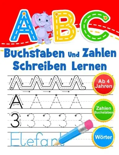 Produktbild: ABC - Buchstaben Und Zahlen Schreiben Lernen: Übungsheft Mit Schwungübungen. Einfaches Lernen von Alphabet und Zahlen für Kinder ab 4 Jahren.