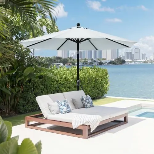 Produktbild: ABCCANOPY 230cm Sonnenschirm im Freien Wasserabweisende Bespannung -Gartenschirm Marktschirm,hellgrau