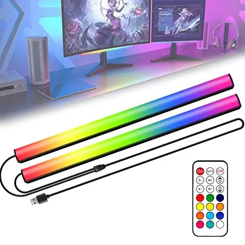 Produktbild: ABCidy 2-In-1 Gaming Beleuchtung Led PC, RGB Under Monitor Lampe, Screenbar für TV, Ambient Deko 12 Dynamische Szenen, Lightbar Fernbedienung Farbwechsel, Einstellbare Helligkeit & Geschwindigkeit