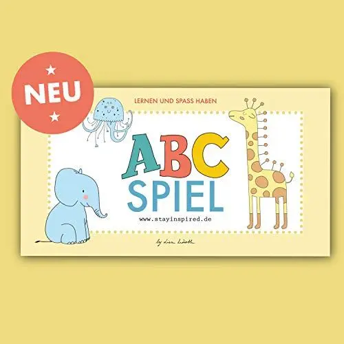 Produktbild: ABC-Spiel mit Tieren und Tiernamen, bestehend aus 52 Karten. Alphabet Memo-Spiel mit Tieren 52-teilig. Gedächtnis Lernspiel für Kinder zum ABC und ... zur Bildpaar Suche: Lernen und Spass haben