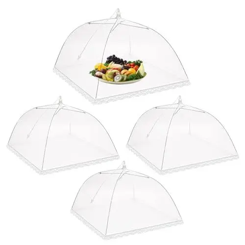 Produktbild: Abdeckhauben FüR Lebensmittel Faltbare Abdeckhaube Lebensmittel 4er Set Abdeckhaube Essen Fliegenhaube Lebensmittel Obstnetz Gegen Fruchtfliegen FüR Essen Lebensmittel Grill Partys Buffets Camping