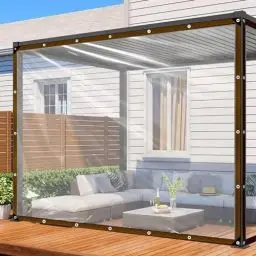Produktbild: Abdeckplane Wasserdicht - Transparente Plane Wasserdicht mit öSen für Garten Wetterfeste Faltbar klarsichtplane Planen für wasserdichte Gartenmöbel MöBel Staubdicht GewäChshaus Pet Hutch Dach(4x4m)