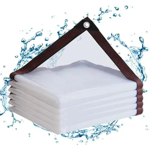 Produktbild: Abdeckplane - Wasserdicht - Mit öSen-Transparente - Plane, Durchsichtige Tarp Für Balkon Windschutz/Sandkasten, AußEnbereich GartenmöBel Klarsichtplane Für HasenkäFig/Wintergarten