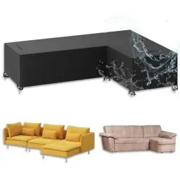 Produktbild: Abdeckung für Gartenmöbel L-Form, Schutzhülle für Loungemöbel L Form Lounge Abdeckung (Linke Lang-Rechte Kurz) Wasserdicht, 420D Oxford Sofa Abdeckung für Lounge Sofa, Ecksofa - 270 x 210 x 90/65cm