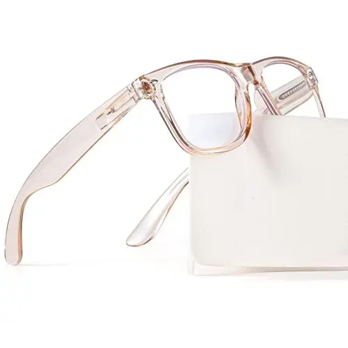 Produktbild: ABEJOJO Lesebrille für Damen, Blaulicht-blockierende Computer-Lesebrille in Übergröße mit Federscharnier für Herren, Blendschutz, Anti-Überanstrengung der Augen, UV-Schutz (Kristallbraun, 0.5)