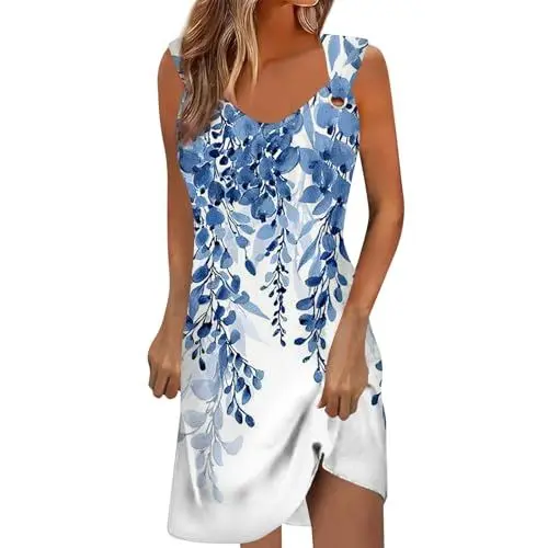 Produktbild: Abendkleid Damen Lang Damen Kleid Cocktailkleid Festliches Kleid Cocktailkleid 50 Jahre Cocktailkleider Knielang Boho-Kleid Cocktailkleid Damen Grün Blusenkleid Damen Kleid Blau L