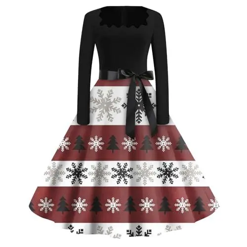 Produktbild: Abendkleider Abendkleider REH Kostüm Damen Black Dress Gothic Kleid Winter Lang Kostüm Alte Frau Und Kostüme Overall Damen Elegant Abendkleider Glitzer Kleid Weihnachten Rot 2XL