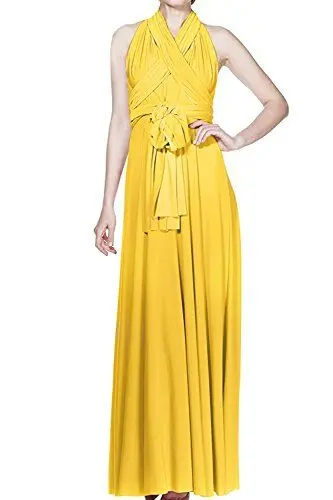 Produktbild: Abendkleider Elegant Lang 2017 Damen Chiffon A-Linie Ballkleider Festkleider Cocktailkleider Gelb XL