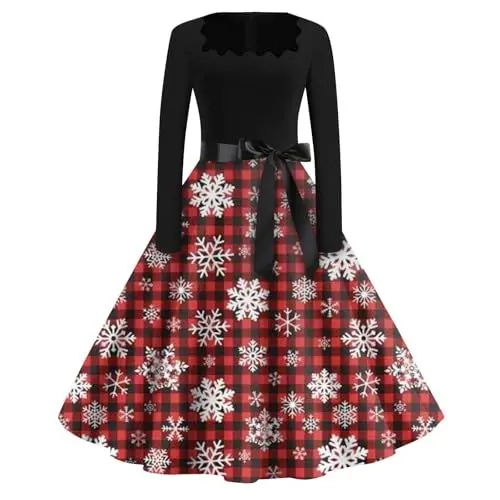 Produktbild: Abendkleider Kleid Damen Elegant Schwarzes Kleid Damen Festival Outfit Damen Weihnachtskleider Damen Elegant Warmes Weihnachtskleid Little Black Dress Wednesday Wedding Guest Multi L