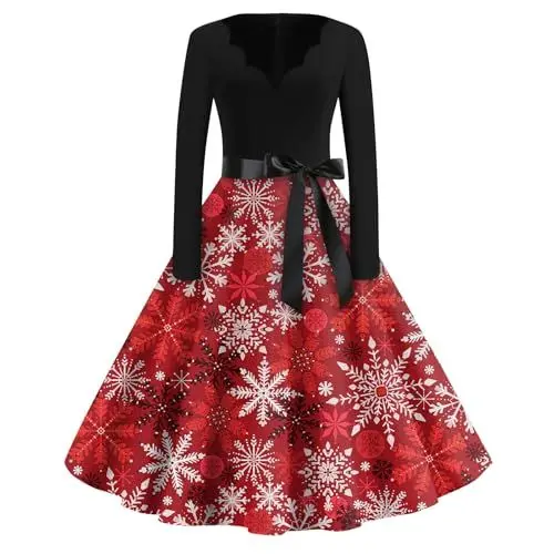 Produktbild: Abendkleider Kleid Winter Damen Pulloverkleid Damen Weihnachten Kleid Weihnachten Damen Festlich Kostüm Alte Frau Und Kostüme Rotes Kleid Damen Weihnachten Weißes Kleid Kurz Rot 4XL
