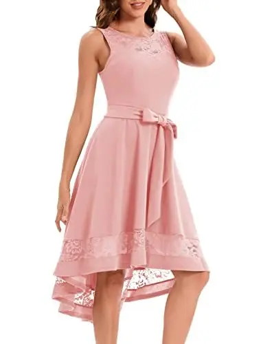 Produktbild: abendkleider elegant für hochzeit festliche kleider für damen cocktailkleid damen kleider für hochzeitsgäste vokuhila Ballkleider Hochzeitkleider brautkleid spitzenkleid abendkleid Blush 3XL