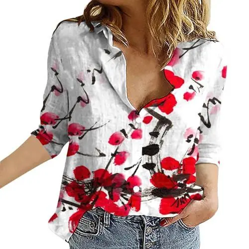 Produktbild: Abendoberteile Frauen Tuniken Frauen De Damen Bluse Dunkelrot Rundhals Locker Pullover Top Freizeithemd T-Shirt (Watermelon Red, S)