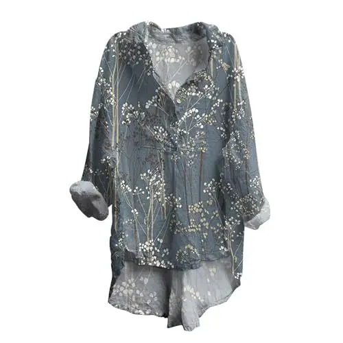 Produktbild: Abendoberteile Frauen Tuniken Frauen De Europäische Amerikanische Win TER-Damenkleidung Hemd Retro-Kunstdruck Oberteil Lange Ärmel Lässig Lockeres V-Ausschnitt-Shirt Schwarze Bluse Damen Transparent