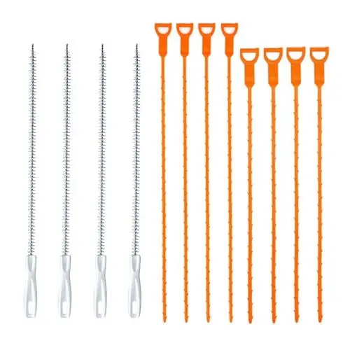 Produktbild: Abflussreiniger Spirale Abflussspirale, 12 Stück Abflussreiniger Rohrreinigungsbürste Satz Abflussschlange Drain Snake für Kanalisation Badentwässerung Küchenspülen(64CM/50CM/47CM)