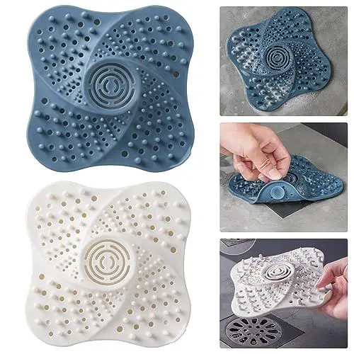 Produktbild: Abflusssieb Haarsieb Dusche Silikon Waschbecken Duschsieb Abfluss Sieb Haare Duschabfluss Haarfänger Deckel Badewanne Küche Abflussgitter Silikonsieb, 4 Stück