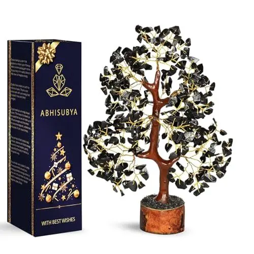 Produktbild: ABHISUBYA Baum des Lebens - Kristalle - Edelsteine - Heilsteine - Geldbaum - Spirituelle Geschenke - Bonsai Baum - Feng Shui Deko - Edelsteine Baum (Schwarzer Turmalin)