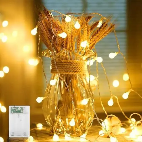 Produktbild: A.bigwhale 30 LED Lichterketten Batterie, Lichterkette Warmweiß Innen Deko, Globe Lichterkette Wasserdicht für Balkon,Terrasse, Garten, Partys, Weihnachten, Hochzeit