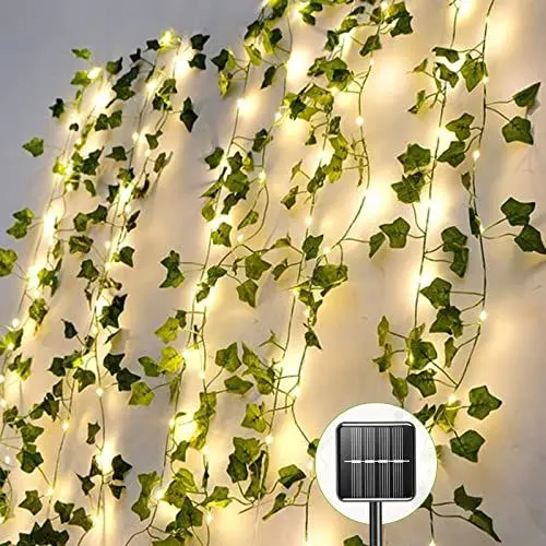 Produktbild: Lichterkette Außen, Solar Lichterketten Efeu Aussen mit 60 LEDs Solarlichterkette Wetterfest, Wasserdicht Efeugirlande 8 Modi Balkon Lichterkette Outdoor für Garten Terrasse Zimmer Party Deko