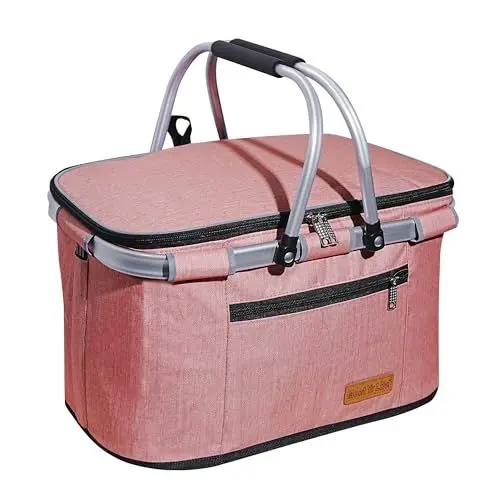 Produktbild: ABIUBIU Einkaufskorb Kühltasche Groß Isolierkorb KüHlkorb KüHltasche Picknickkorb Picknicktasche mit Zwei Griffen -für Reisen/Picknick/Einkaufen/Geschenk