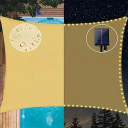 Produktbild: ABIUBIU wasserdichte-Sonnensegel 3x4m mit eingebauter LED-Solar-Lichterkette, 98% UV-Schutz, reiBfest, wetterfest, für Terrasse-Garten-Terrasse-Rasen