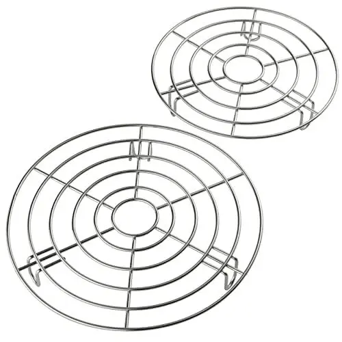 Produktbild: Abkühlgitter 2er Set Edelstahl Rund Kuchengitter Abkühlgitter 19,5 23,5 cm Plätzchen Abkühlgitter zum Kochen Grill und Grillen Speck