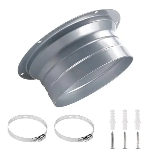 Produktbild: Abluftschlauch Adapter, Flansch Metall 150mm Abluftrohr Adapter Klimaanlage Schlauch Adapter Lüftungsrohr Rohrverbinder mit Schlauchschellen Wandflansch für Klima Lüftungssystem