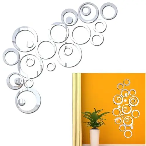 Produktbild: Abnehmbare Acryl Spiegel,24 Stück Wandaufkleber aus 3D-Kristall,Spiegel Wandaufkleber,Wandtatoo Spiegel Wanddeko,Wandkunst Selbstklebend Abnehmbar für Zuhause Wohnzimmer Schlafzimmer Deko(‎Silber)