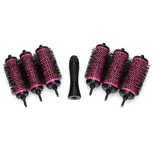 Produktbild: Abnehmbare Rundbürsten Round Runder Kamm, Bürsten Set Mit Abnehmbaren Rollen Rundes Styling Werkzeug, 6 Rollen 1 Griff 6 Clips, Runder Bürstensatz Abnehmbare Antistatische Lockenwi