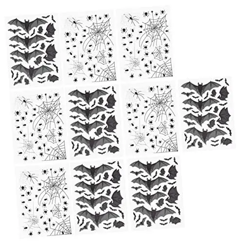 Produktbild: ABOOFAN 10 Blätter Halloween-Fensteraufkleber Halloween-Wandklammer Fledermaus-Wandaufkleber Wanddeko Halloween fensterbild halloween wandbilder Wandtattoo für Halloween PVC