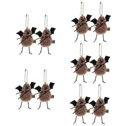 Produktbild: ABOOFAN 10 Stück Beutel Anhänger Mini Pompons Halloween Dekor Paar Schlüsselanhänger Weihnachtsbaumschmuck Paar Geschenk Fledermaus Schlüsselanhänger Kleine Weihnachtsbaum
