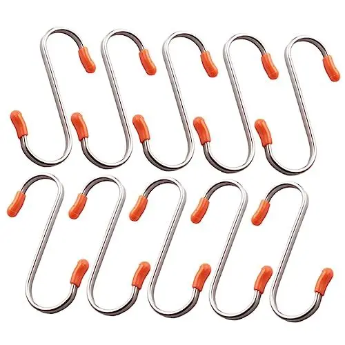 Produktbild: ABOOFAN 10 Stück Raucherhaken badezimmerhaken gardarobenhaken Garagenhaken pant hangers hosenspannbügel s Haken s Aufhänger Haken in s-Form Haken für Türhänger industrielle Haken Silver