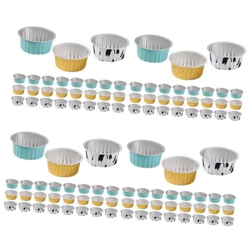Produktbild: ABOOFAN 120 Stk Kuchen Tassen Muffinförmchen Mini-Kuchenformen rücksacken back set flache Pfanne Papierbecher Cupcake-Dosen Cupcake-Backförmchen Backen Backbecher Puddingbecher Alufolie