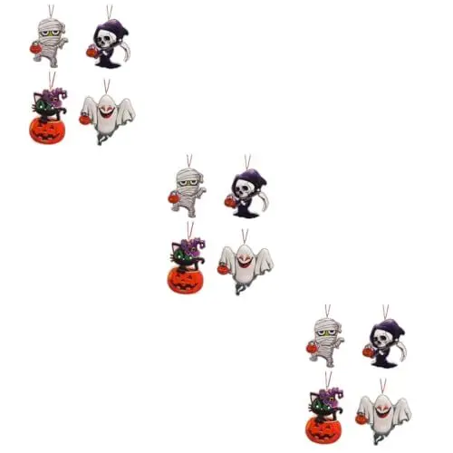 Produktbild: ABOOFAN 12 STK Kühlschrankmagnet Halloween Baum Hängende Ornamente Emaille-auflaufform Mit Deckel Halloween Hängende Schilder Halloween-partymagnet Urlaub Magnete Halloween Magnetisch Harz