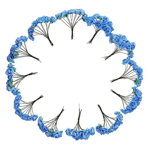 Produktbild: ABOOFAN 144st Künstliche Papierblume Kuchendekoration Cupcake-Valentine-Topper Blumengirlanden Basteln Blumenzweig Aus Papier Realistische Papierblume Rosenvase Braut Banketttisch Hochzeit