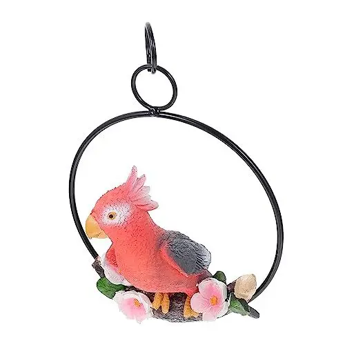 Produktbild: ABOOFAN 1Stk Simulation Papagei dekorative Vogelstatue Outdoor-Statue Abs Ornament Baumvogelschmuck Papageienbaum hängende Dekoration draussen schmücken Ring Skulptur Kunsthandwerk Harz
