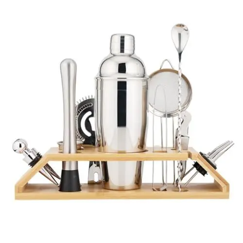 Produktbild: ABOOFAN 13-stück Cocktail Set Und Stehen Edelstahl Bar Werkzeuge Trinken Shaker Barkeeper