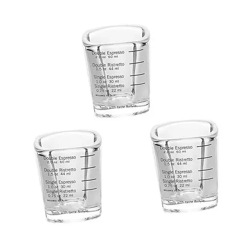 Produktbild: ABOOFAN Messbecher für Espresso 60 Ml 3-teiliges Dosierbecher-set Schwarzes Glas Leicht Zu Reinigen Zum Backen Kochen